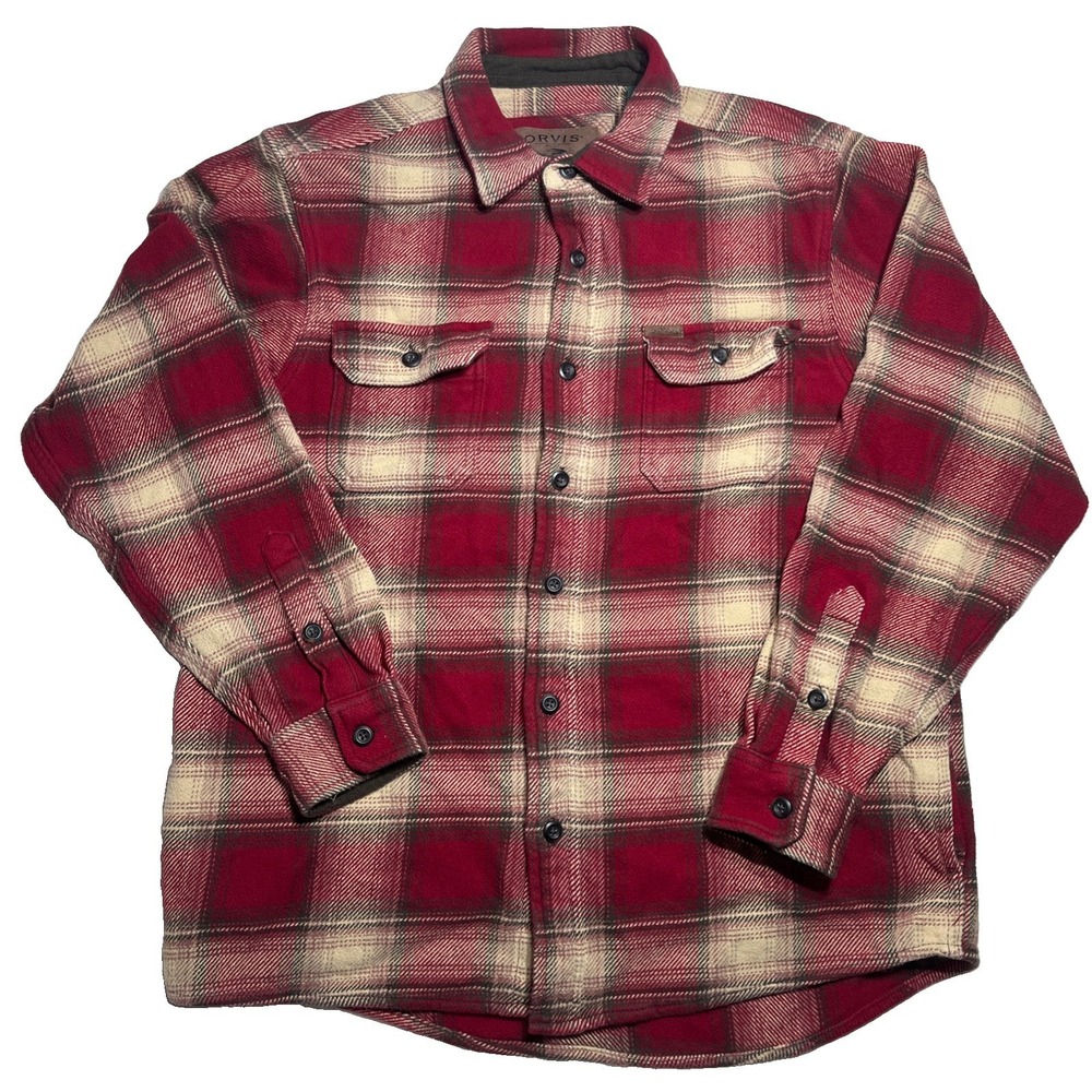 Orvis Men's Heavy Cotton Flannel Shirt Size M Multicolor Plaid Button-Up Pockets